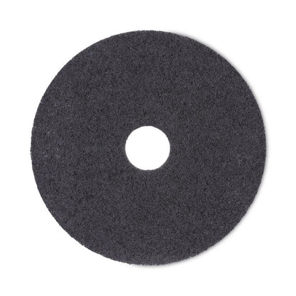 High Performance Stripping Floor Pads, 17" Diameter, Black, 5/Carton