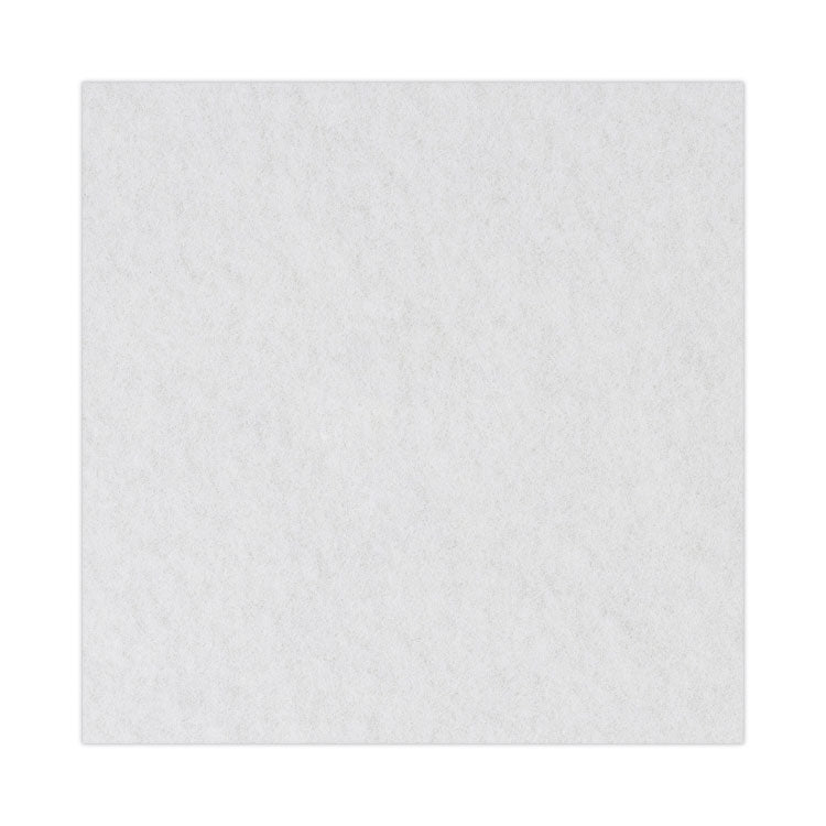 Polishing Floor Pads, 16" Diameter, White, 5/Carton