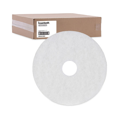 Polishing Floor Pads, 16" Diameter, White, 5/Carton
