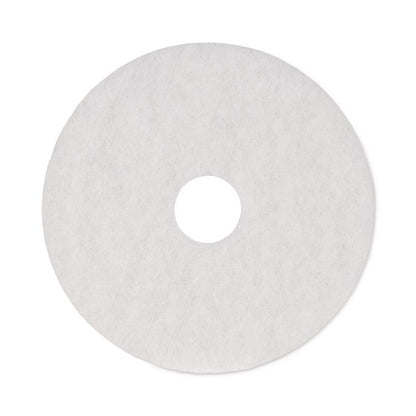 Polishing Floor Pads, 16" Diameter, White, 5/Carton
