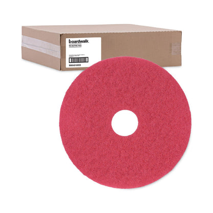 Buffing Floor Pads, 16" Diameter, Red, 5/Carton