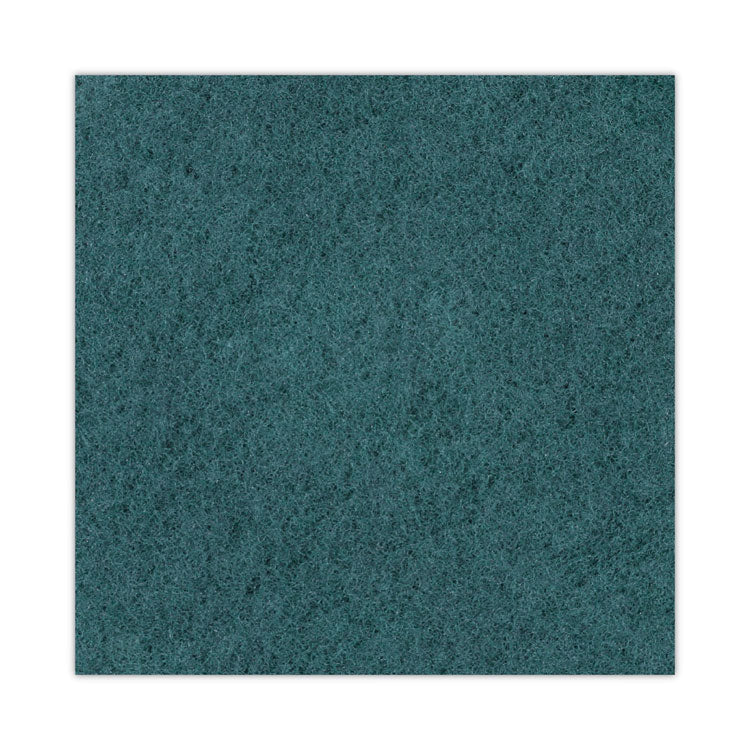 Heavy-Duty Scrubbing Floor Pads, 16" Diameter, Green, 5/Carton