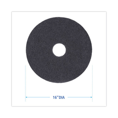 Stripping Floor Pads, 16" Diameter, Black, 5/Carton