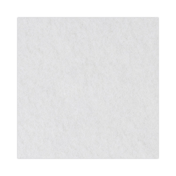 Polishing Floor Pads, 15" Diameter, White, 5/Carton