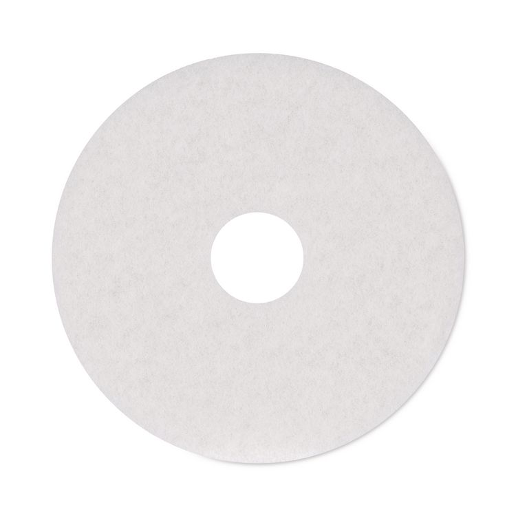 Polishing Floor Pads, 15" Diameter, White, 5/Carton