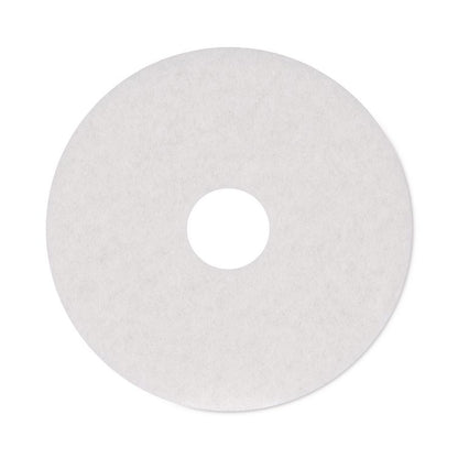 Polishing Floor Pads, 15" Diameter, White, 5/Carton