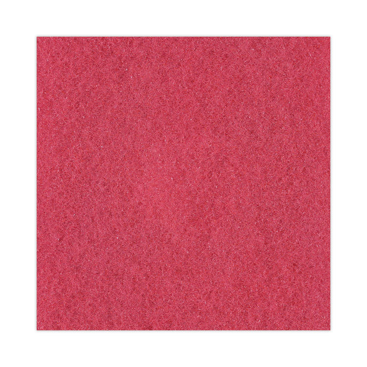 Buffing Floor Pads, 15" Diameter, Red, 5/Carton