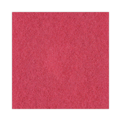 Buffing Floor Pads, 15" Diameter, Red, 5/Carton