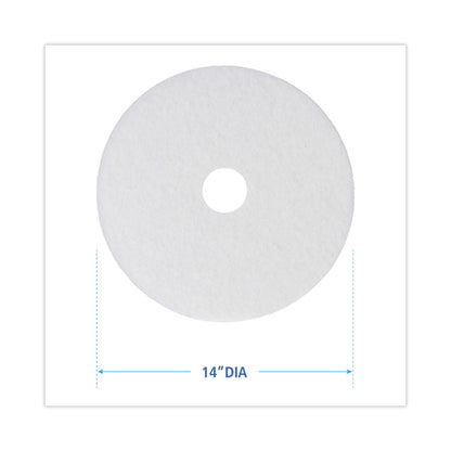 Polishing Floor Pads, 14" Diameter, White, 5/Carton