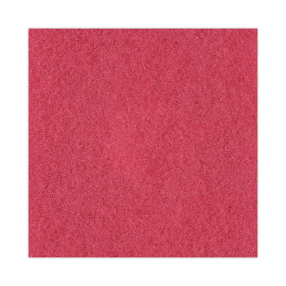 Buffing Floor Pads, 14" Diameter, Red, 5/Carton