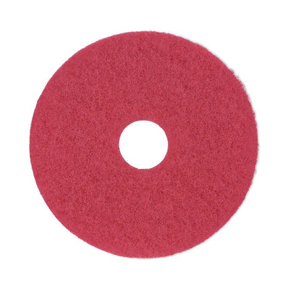 Buffing Floor Pads, 14" Diameter, Red, 5/Carton