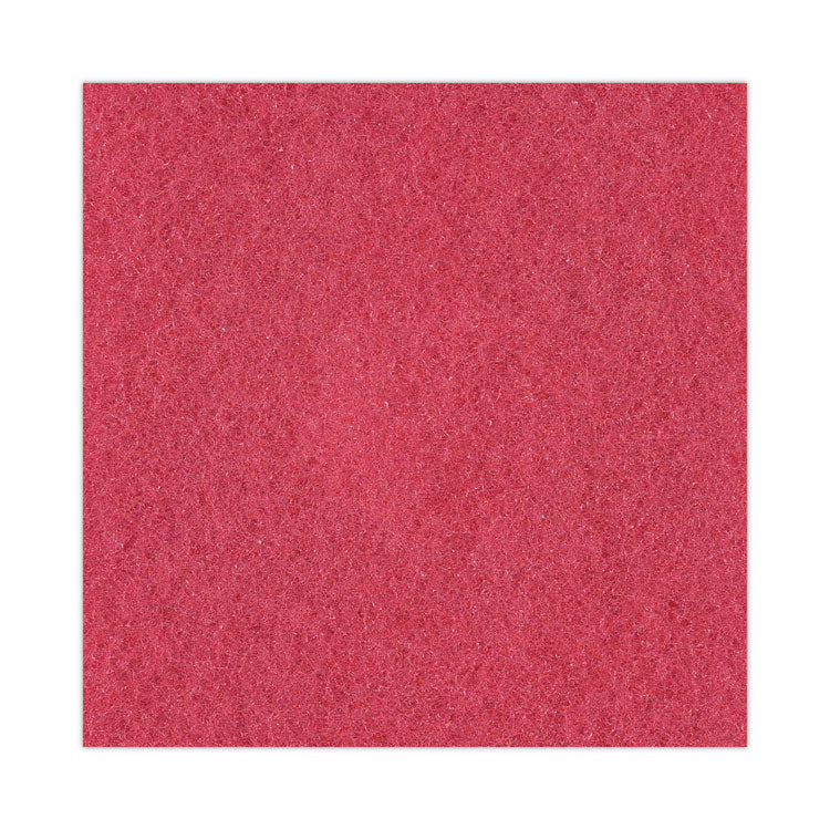 Buffing Floor Pads, 13" Diameter, Red, 5/Carton