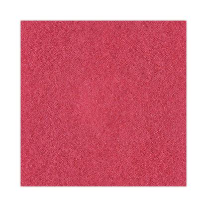 Buffing Floor Pads, 13" Diameter, Red, 5/Carton