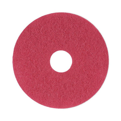 Buffing Floor Pads, 13" Diameter, Red, 5/Carton