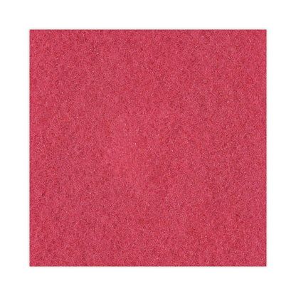 Buffing Floor Pads, 12" Diameter, Red, 5/Carton