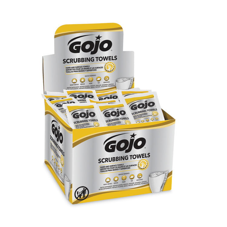 Scrubbing Towels in Counter Display, Hand Cleaning, 12.25 x 10.5, Fresh Citrus, 4 Boxes, 80 Individually Wrapped Wipes/Carton