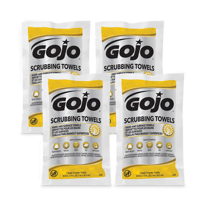 Scrubbing Towels in Counter Display, Hand Cleaning, 12.25 x 10.5, Fresh Citrus, 4 Boxes, 80 Individually Wrapped Wipes/Carton