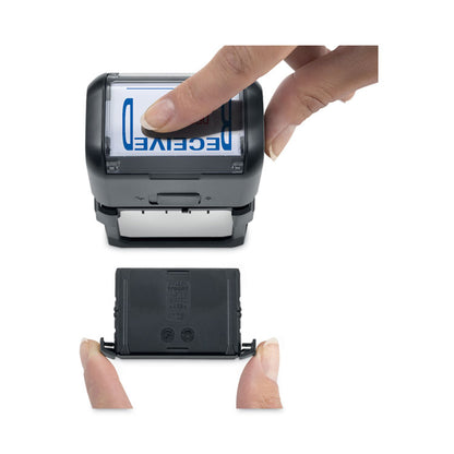 Printy Economy 5-in-1 Date Stamp, Self Inking, 1.63" x 1", Blue/Red