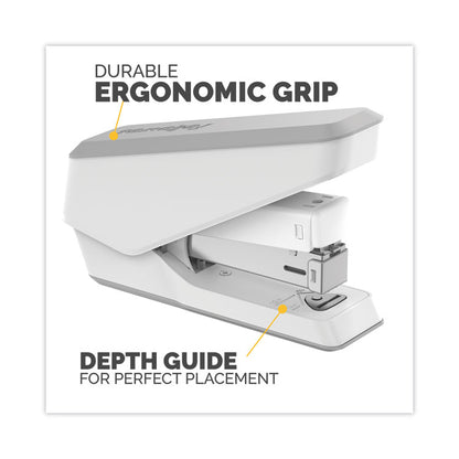LX840 EasyPress Half Strip Stapler with Antimicrobial Protection, 25-Sheet Capacity, White