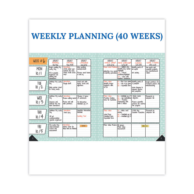 Teachers Planner, Weekly/Monthly, 7 Classes, Chevron Artwork, Multicolor Cover, 11 x 8.5 Sheets, 12-Month (July to June)
