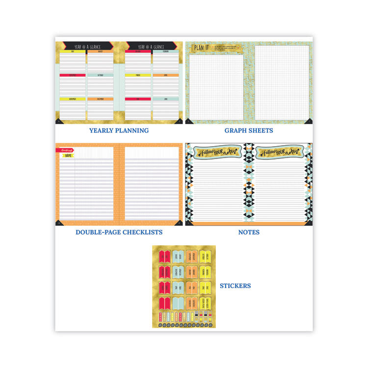 Teachers Planner, Weekly/Monthly, 7 Classes, Chevron Artwork, Multicolor Cover, 11 x 8.5 Sheets, 12-Month (July to June)