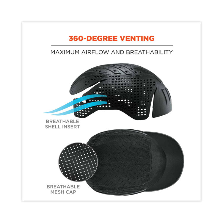 Skullerz 8965 Lightweight Bump Cap Hat with LED Lighting, Long Front Brim, One Size Fits Most, 0.01" Insert, Black