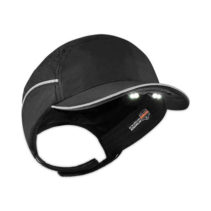 Skullerz 8965 Lightweight Bump Cap Hat with LED Lighting, Short Front Brim, One Size Fits Most, 0.01" Insert, Black