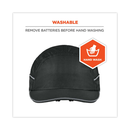Skullerz 8965 Lightweight Bump Cap Hat with LED Lighting, Short Front Brim, One Size Fits Most, 0.01" Insert, Black