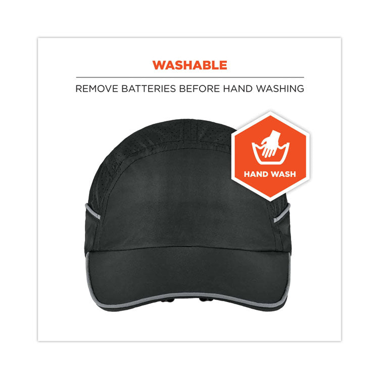 Skullerz 8965 Lightweight Bump Cap Hat with LED Lighting, Long Front Brim, One Size Fits Most, 0.01" Insert, Black