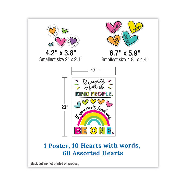 Motivational Bulletin Board Sets, 75-Piece Set, Kind Vibes, 30" x 16", Multicolor