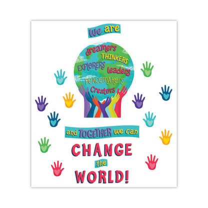 Motivational Bulletin Board Sets, 47-Piece Set, One World, 24.7" x 20", Multicolor