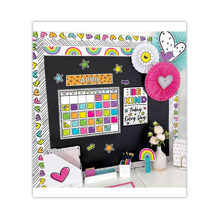 Calendar Bulletin Board Sets, 129-Piece Set, Kind Vibes, 23" x 17", Multicolor