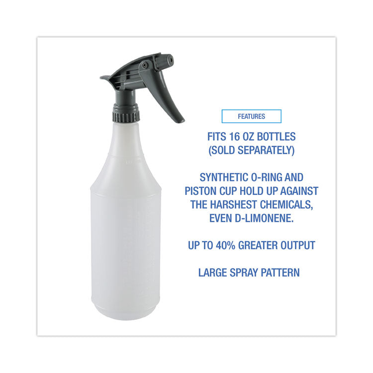 Chemical-Resistant Trigger Sprayer 320CR, 7.25" Tube, Fits 16 oz to 24 oz Bottles, Gray, 24/Carton
