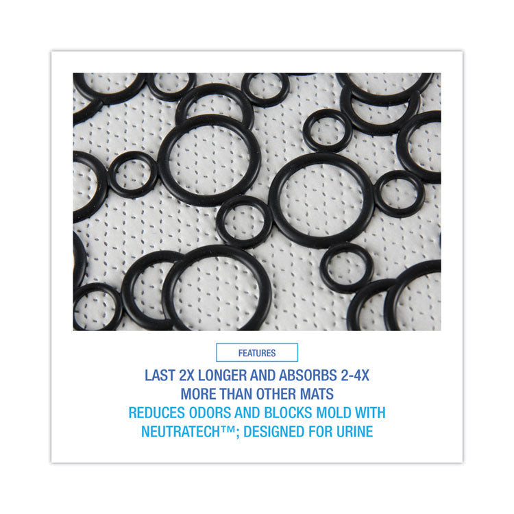 Disposable Urinal Floor Mat 2.0, Shield-Shaped, Black/White Slip-Resistant Surface, 17.5" x 20", 6/Carton