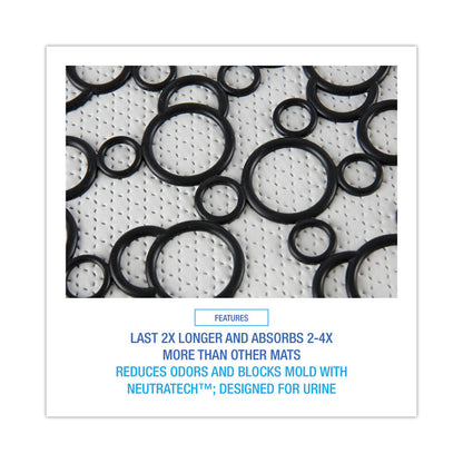 Disposable Urinal Floor Mat 2.0, Shield-Shaped, Black/White Slip-Resistant Surface, 17.5" x 20", 6/Carton