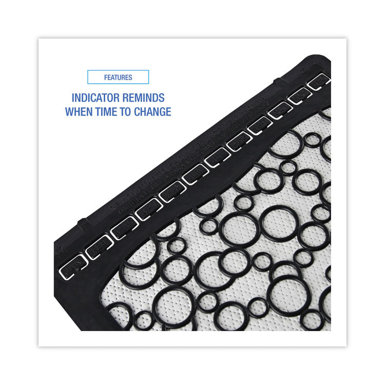 Disposable Urinal Floor Mat 2.0, Shield-Shaped, Black/White Slip-Resistant Surface, 17.5" x 20", 6/Carton