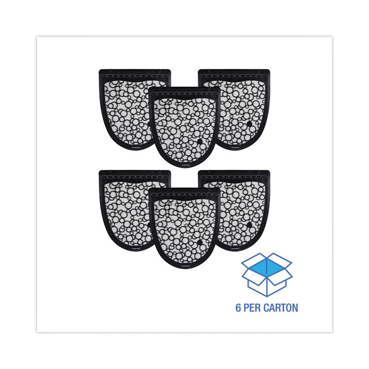 Disposable Urinal Floor Mat 2.0, Shield-Shaped, Black/White Slip-Resistant Surface, 17.5" x 20", 6/Carton