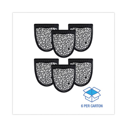 Disposable Urinal Floor Mat 2.0, Shield-Shaped, Black/White Slip-Resistant Surface, 17.5" x 20", 6/Carton