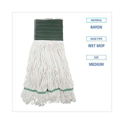 Saddleback Loop End Rayon Mop Head, Rayon, Medium, 14 oz, White, Dozen