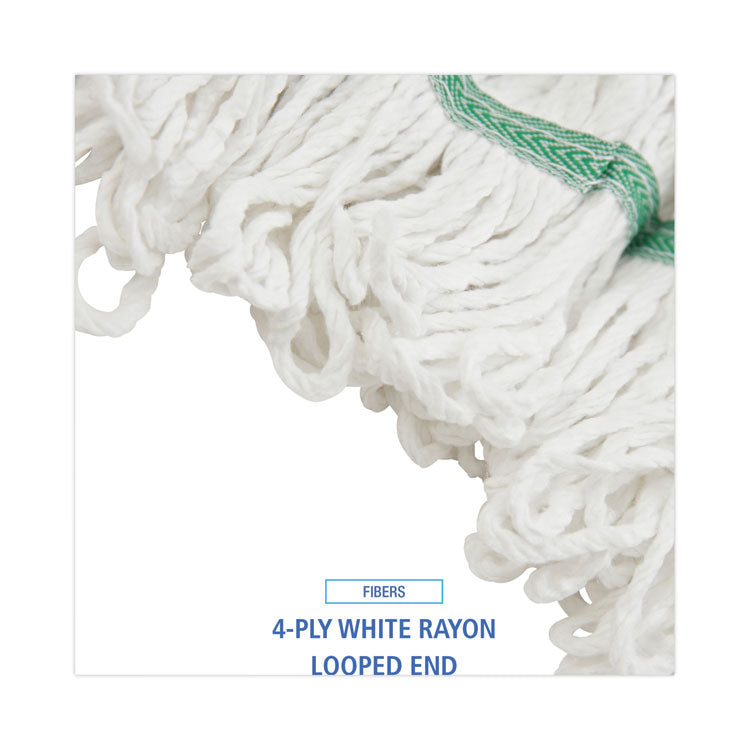 Saddleback Loop End Rayon Mop Head, Rayon, Medium, 14 oz, White, Dozen