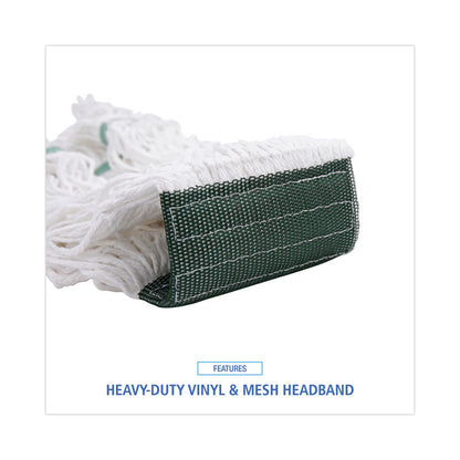 Saddleback Loop End Rayon Mop Head, Rayon, Medium, 14 oz, White, Dozen