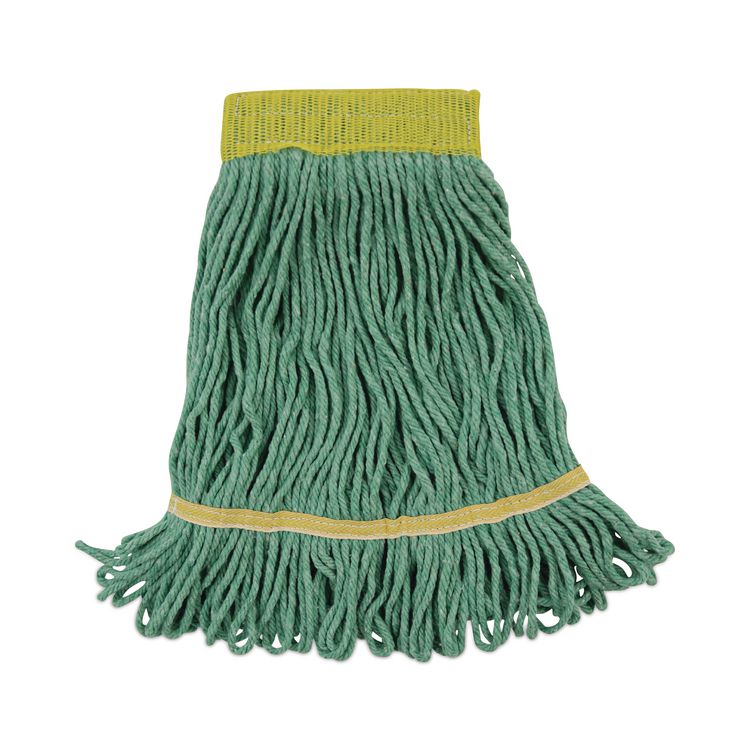 Super Loop Wet Mop Head, Cotton/Synthetic Fiber, 5" Headband, Small Size, Green, 12/Carton