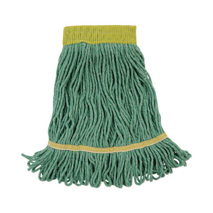 Super Loop Wet Mop Head, Cotton/Synthetic Fiber, 5" Headband, Small Size, Green, 12/Carton