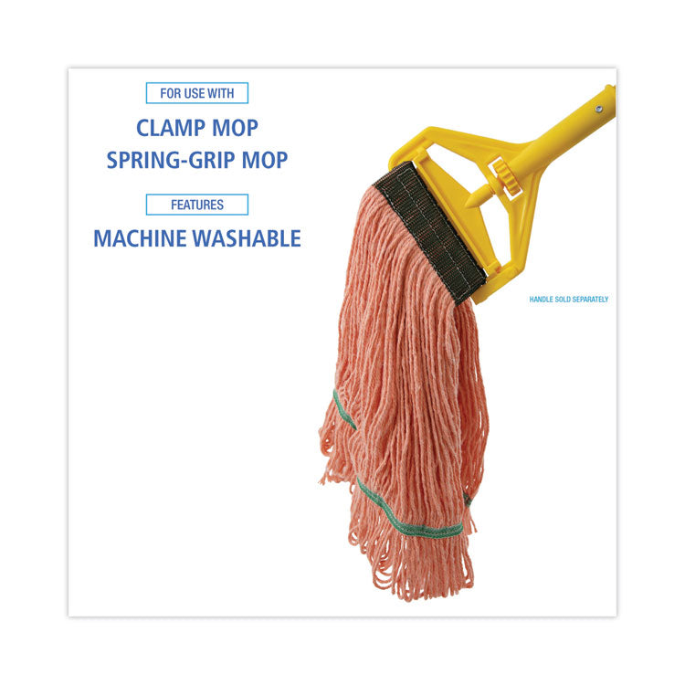 Super Loop Wet Mop Head, Cotton/Synthetic Fiber, 5" Headband, Medium Size, Orange, 12/Carton