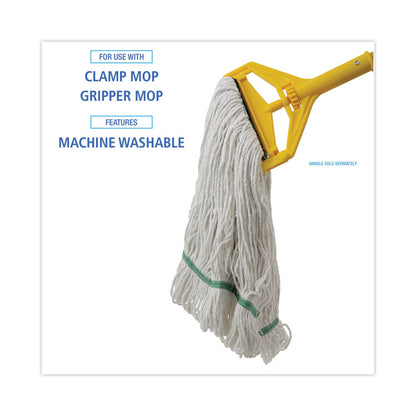 Narrowband Looped-End Mop Head, Premium Standard Head, Cotton/Rayon /Synthetic Fiber, Medium, White