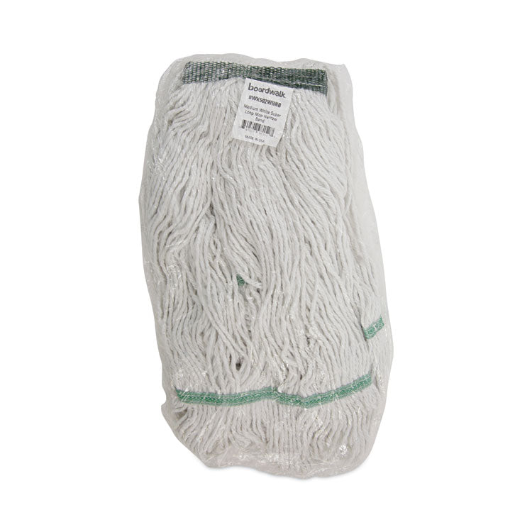 Narrowband Looped-End Mop Head, Premium Standard Head, Cotton/Rayon /Synthetic Fiber, Medium, White