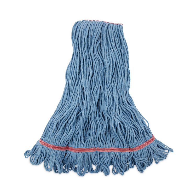 Super Loop Wet Mop Head, Cotton/Synthetic Fiber, 1" Headband, Large Size, Blue, 12/Carton