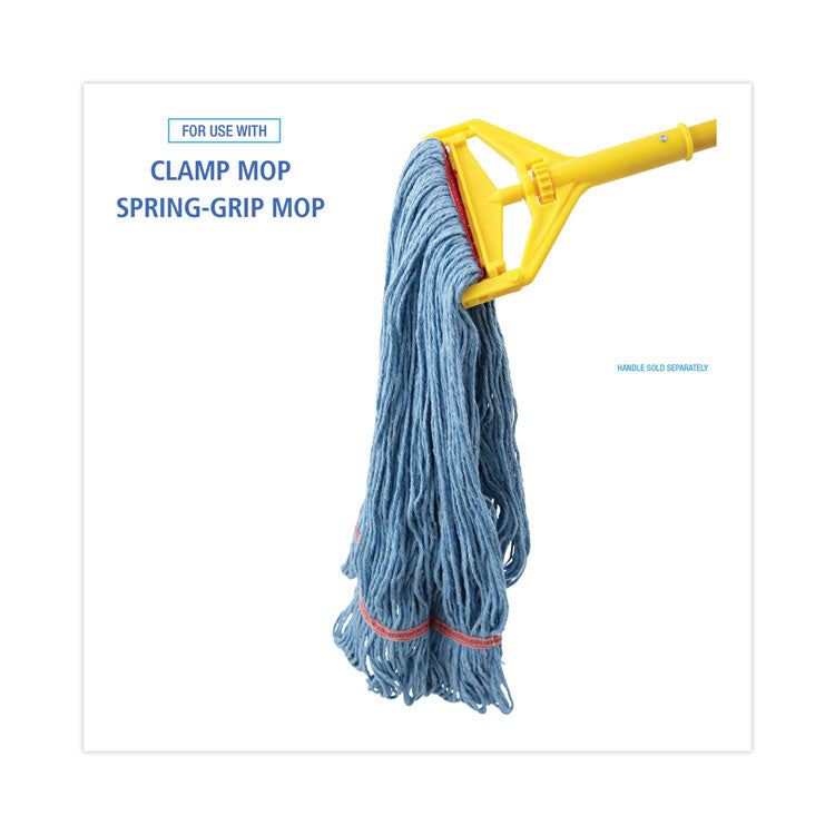 Super Loop Wet Mop Head, Cotton/Synthetic Fiber, 1" Headband, Large Size, Blue, 12/Carton
