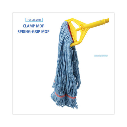 Super Loop Wet Mop Head, Cotton/Synthetic Fiber, 1" Headband, Large Size, Blue, 12/Carton