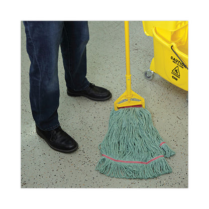 Narrowband Looped-End Mop Head, Premium Standard Head, Cotton/Rayon/Synthetic Fiber, Large, Green